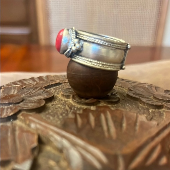 Silver Ring with Burnt Red Stone - Picture 2 of 4
